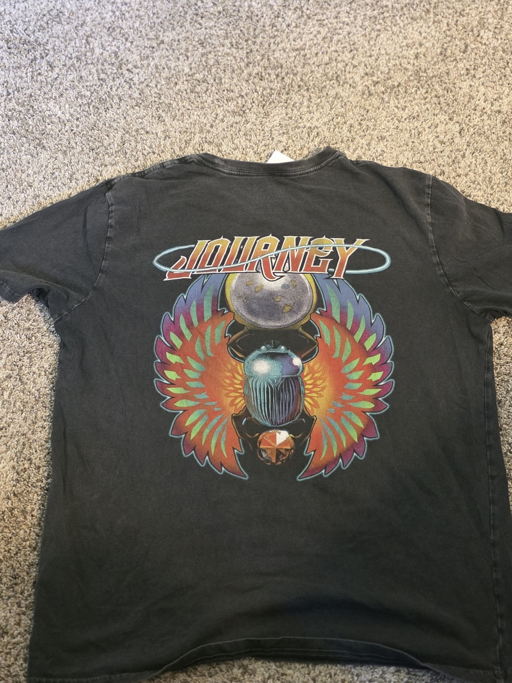 Journey Lucky Brand Black Tee with Colorful Winged Scarab Graphic